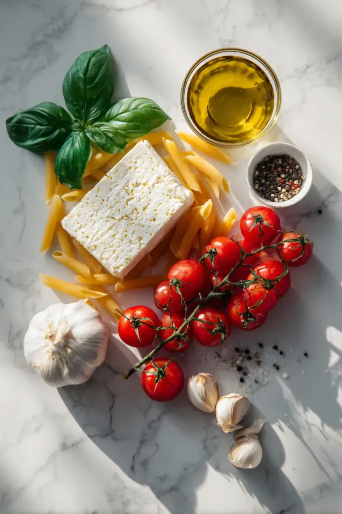 Ingredients for Baked Feta Tomato Pasta