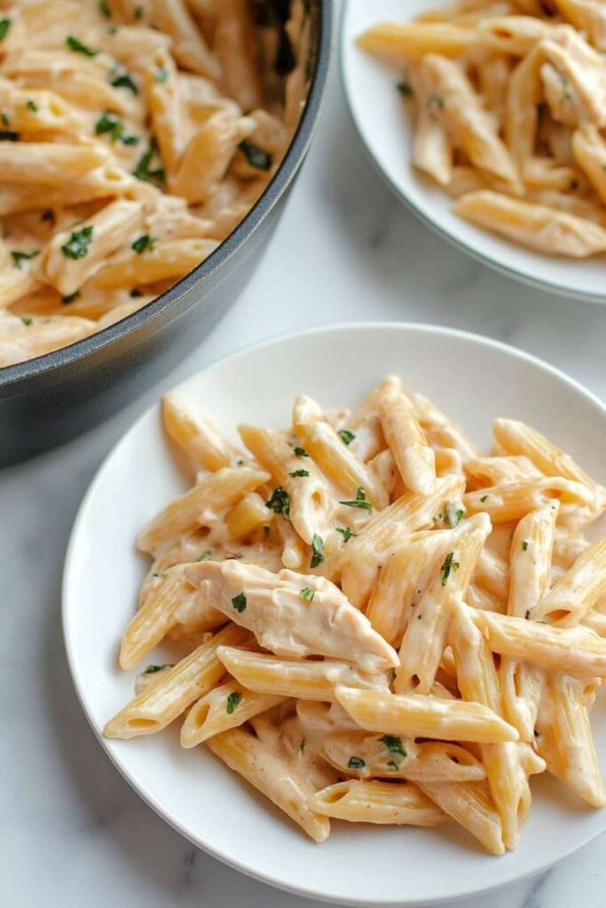 chicken penne pasta look