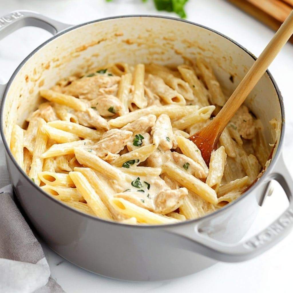 chicken penne pasta look