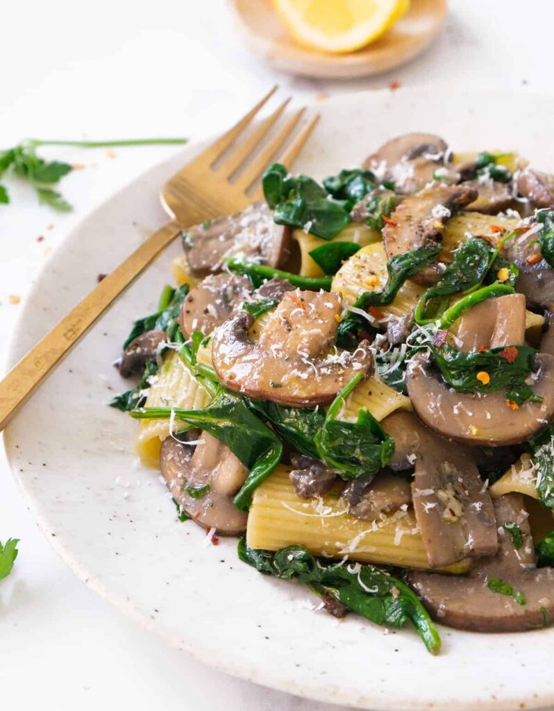 Spinach Mushroom Pasta look