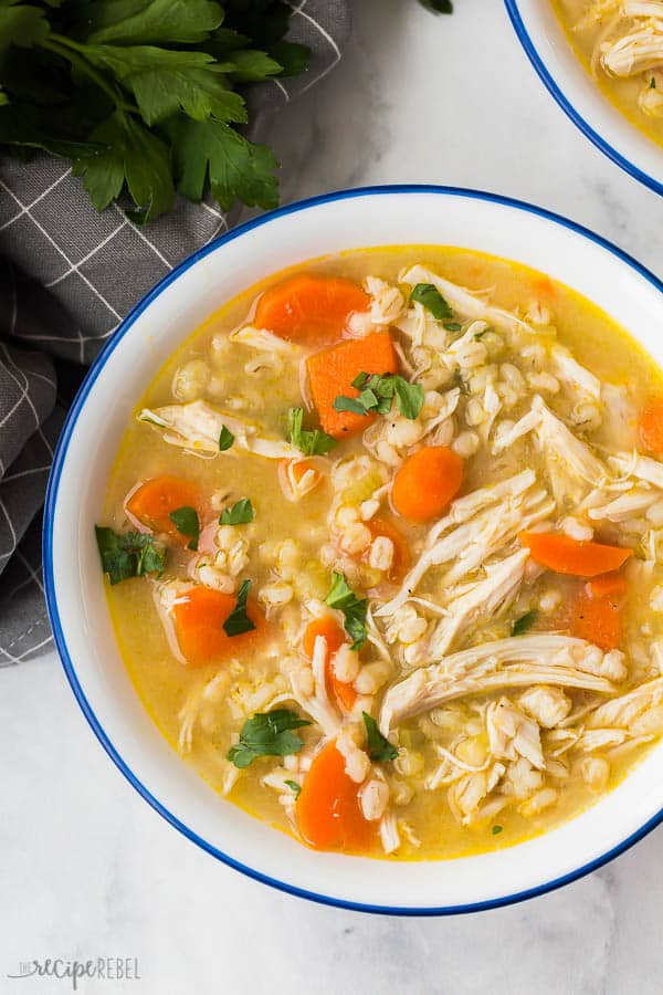 chicken barley soup look